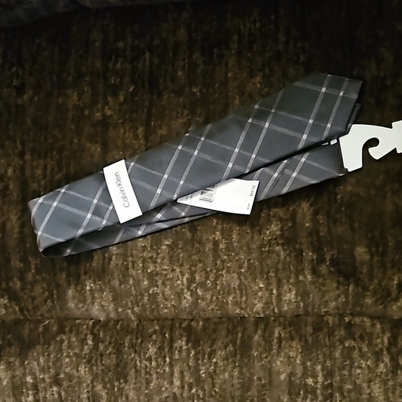 NWT Calvin Klein Tie gray and purple - Picture 3 of 9